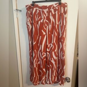 Ava &Viv orange and cream wide leg linen pants 2x